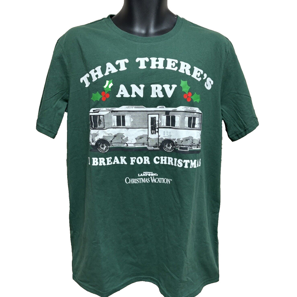 National Lampoon's Mens Christmas Vacation Shirt Size Large New Green Casual